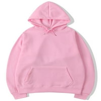 Ladies Hoodies džepni kapuljača vrhovi Čvrsta boja dukserica labav fit pulover dnevno nošenje ružičaste xl