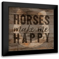 Louise, Gigi Black Modern Framed muzejski umjetnički ispis pod nazivom - Konji sretni