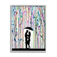 Moderna romantična silueta kiše apstraktna grafika u sivom okviru umjetnički tisak zidna umjetnost