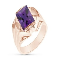 Muški prsten od imitacije prirodnog kamena ametista od srebra od 14k ružičastog zlata. Veličina prstena 10