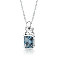 CT Radiant Cut London Blue Topaz privjesak ogrlica u Sterling Silver, 18