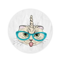 Okrugla plaža ručnika deka jednorog portret unicat slatka mačka rog obožavan crtani krug krug kružni ručnici prostirka