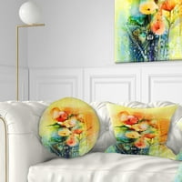 Cvjetovi akvarela u boji DesignArt na žutoj - cvjetni jastuk za bacanje - 12x20