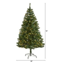 Gotovo prirodno 6 'Zeleni borovi umjetno božićno drvce Prelit bistre LED svjetla