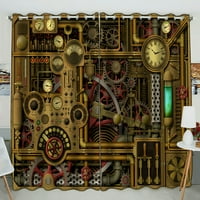 Steampunk satovi brojčanici, zupčanici, zupčanici, cijevi, ušice, zavjese za zamračivanje, zavjese za zamračivanje