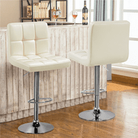 Moderna kožna barska stolica A. M. s podesivom visinom radne površine i srednjim naslonom, set od 2 komada,bež