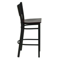 Flash memorija je HD. Metalna barska stolica za restoran serije A-List s crnim naslonom za kavu - sjedalo od mahagonija