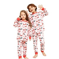 Obiteljski Božićni pidžama setovi, Božićni modni top s dugim rukavima s dječjim printom + hlače, obiteljski pidžama