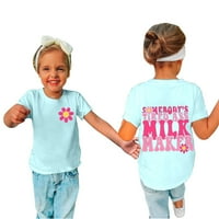 Majica s natpisom netko umoran od mlijeka, poklon za Majčin dan, modna dječja košulja, dječja majica, smiješna