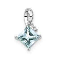 Privjesak od bijelog sterling srebra s dijamantom akvamarin Blue 6