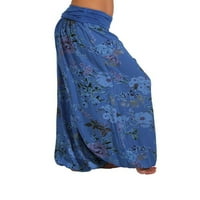 Ženske Ležerne široke joga hlače boemske rastezljive Cvjetnice visokog struka Šik sportske hlače