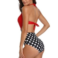 Ženski kupaći kostim za ispis bikini set Bandeau Bandge Beach Swimming Tužište crvena veličina xxl