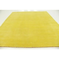 Jedinstveni tkalački stan sag žuti 9 ' 10 kvadratni Jednobojni moderan savršen za blagovaonicu dnevnog boravka