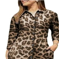 Ženska labava ležerna haljina s dugim rukavima s leopard printom Plus size