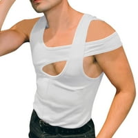 Muška majica bez rukava, muški ljetni jednobojni prsluci bez rukava nepravilnog oblika, vrhovi, šuplje majice