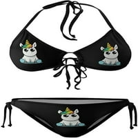 Najslađi Bikini setovi s jednorogom s naramenicama i trokutastom kravatom sa strane, dva ženska kupaća kostima