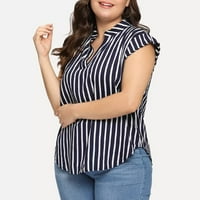 Plus size ženske casual majice s izrezom i prugastim printom u obliku slova u, Majica Bez rukava, bluza, kupaći