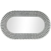 28 48 srebrno ovalno zidno ogledalo u višeslojnom kristalnom okviru