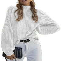 Ženski džemper Turtleneck Pleteni džemperi vrhovi s dugim rukavima Labavi pulover White M