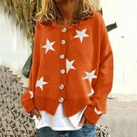 Ženski kardigan džemperi padaju i zimi Okrugli dekolte s dugim rukavima pamučni džemperi narančaste xxl