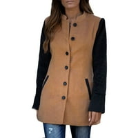 Ženski džep casual dugih rukava kardigan jakna dama kaput kaput vitki kaput
