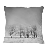 Dizajn crno -bijela stabla zimi - Jastuk za bacanje tiskanih krajolika - 16x16