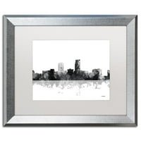 Zaštitni znak likovna umjetnost Omaha Nebraska Skyline BG-1 Canvas Art by Marlene Watson, White Matte, Silver