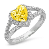 Prsten za godišnjicu zaruka od 18k bijelog zlata sa žutim simuliranim dijamantom u obliku srca od 1,49 karata,