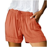 Bermudske kratke hlače za žene Plus veličine, ljetne Ležerne udobne kratke hlače s elastičnim pojasom S vezicama