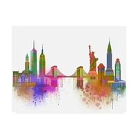 Zaštitni znak likovne umjetnosti 'New York Skyline Rainbow Bright' platno umjetnost od Fab Funky