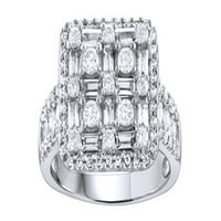 Bijeli modni prsten od prirodnog dijamanta u 10k bijelom zlatu