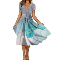 Ženska modna i svestrana ljetna Temperamentna haljina s izrezom u obliku slova H i printom kratkih rukava