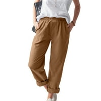 Ženske hlače lanene hlače, hlače s džepovima, Ležerne pamučne hlače, Ženska jednobojna odjeća, široke hlače za