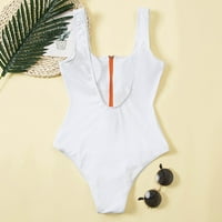 Jednodijelni kupaći kostim-seksi modni Jednobojni set odjeće za plažu s printom, Kupaći Kostimi u bijeloj boji