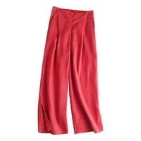 Džep elastične prozračne hlače labave pamučne i lanene hlače ženske hlače ženske hlače crvene m
