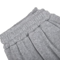 Ženske sportske hlače s elastičnim strukom u struku, sportske duge hlače s opuštenim labavim printom, hlače, siva,remenje