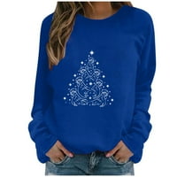 Majice s grafičkim printom za žene-široki pulover s kapuljačom s dugim rukavima, jesen / zima Plava Majica S kapuljačom