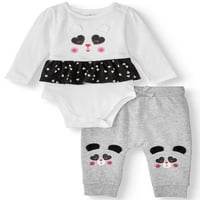 Garimali za bebe djevojčice s dugim rukavima peplum bodysuit i francuske frajerske hlače, set odjeće