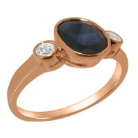 Britanci su napravili 10k ružičasti zlatni prsten s prirodnim safirom i dijamantnim ženskim obljetničkim prstenom