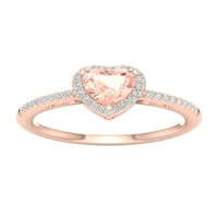 Imperijalni dragulj 10k ružičasto zlato srce rezano morganite ct tw dijamant Halo ženski prsten