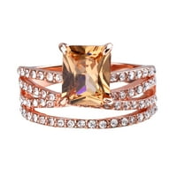 Prsten za djevojčice Višeslojni kvadratni nakit svjetlucavi izgled prsten za prst za vjenčanje od legure zlata