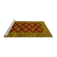Tvrtka Aludes strojno pere kvadratne tradicionalne perzijske prostirke žute boje za unutarnje prostore, površine