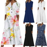 Ljetne haljine za žene Rasprodaja ispod $ ležerna haljina s izrezom i gumbima u obliku slova u, haljina s kratkim