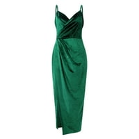 Modna Nova referenca haljina za žene Bez rukava s naramenicama s izrezom i volanima u obliku slova u, MIDI večernja