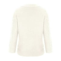 Jesenski džemperi za žene - modni pulover s izrezom u obliku slova U i dugim rukavima, ležerni pleteni ženski