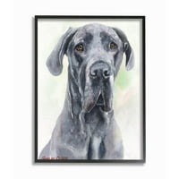 Stupell Industries Veliki Dane Dog Pet Animal Aquecolor Slikanje uokvireno Giclee teksturiziranom umjetnošću Georgea