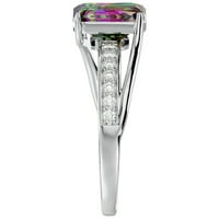 Prsten od sterling srebra s mističnim topazom i dijamantom u obliku smaragda u obliku smaragda za žene