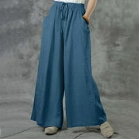 Ženski modni ljetni solidni povremeni džepni struk duge hlače joga hlače Udobne hlače Slatke hlače dnevni boravak