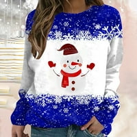 Fatuov majice za žene za čišćenje zimske moda plus veličina okrugli vrat božićni pokloni za žene tiskaju pulover
