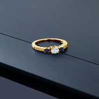 Kralj dragulja 0. Nebesko plavi okrugli prsten s akvamarinom i plavim safirom u srebrnoj boji od 18k žutog zlata